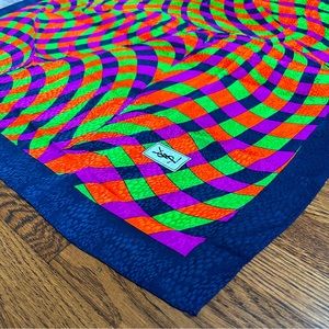 YSL Vintage Geometric Silk Scarf 36 x 36 in - multi colored NWT